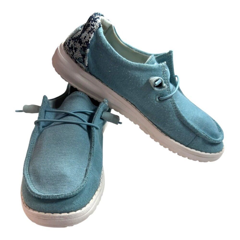 Hey Dude Womens Wendy Stretch Sea Blue Loafers Size 5 US Casual Shoes